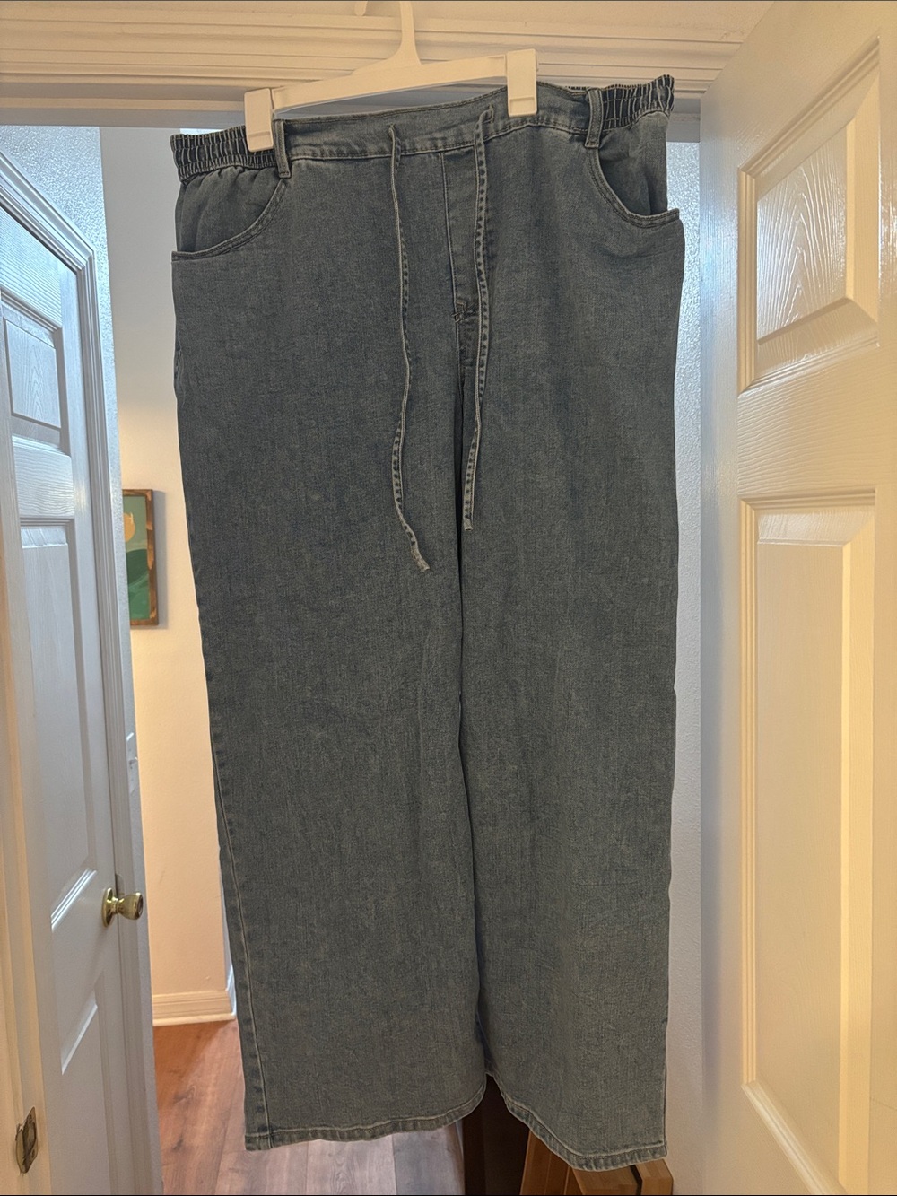Ava & Viv Relaxed Drawstring Denim Pants in Washed Blue Size 20